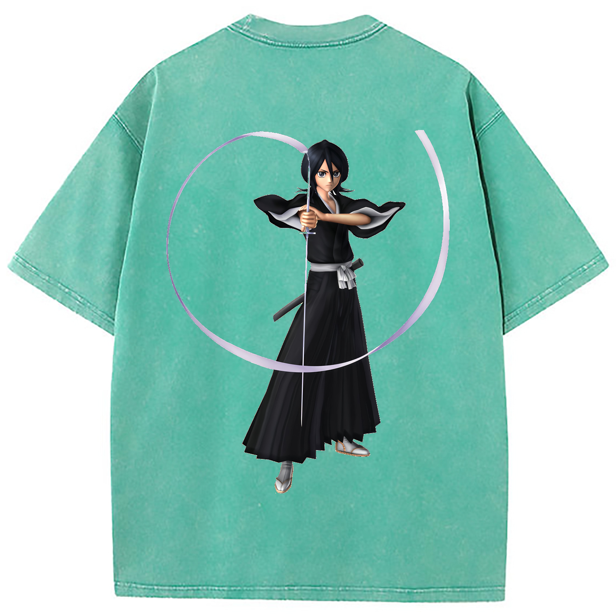 （画像用） ブリーチ 朽木ルキア BLEACH Kuchiki Rukia 綿100% ヴィンテージ風 半袖Tシャツ（背面プリント）